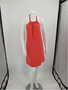 Zara Coral Halter Dress Womens Size L Summer Beach Travel Resort